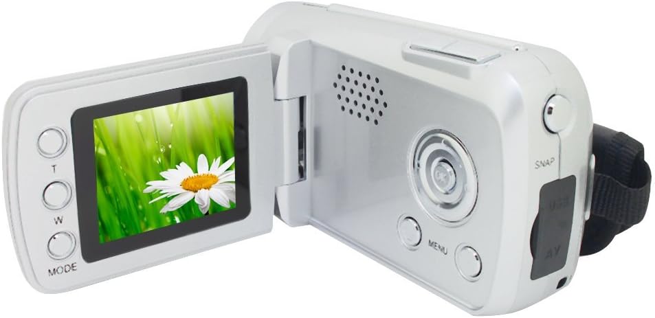 HD 720P 1.8inch TFT LCD Rotation 4X Zoom Mini DV Digital Camcorder Video Camera Recorder Max 12.0 Mega Pixels with Safety Tether(Non- Professional), Silver