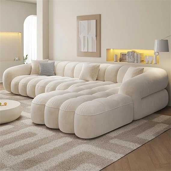 House Marshmallow Modern L-Shaped Sectional Sofa with Chaise Lounge | Plush Overstuffed Cloud-Like Comfort | Durable Fabric & Hardwood Frame(L-Shape Sofa Only)-image-35