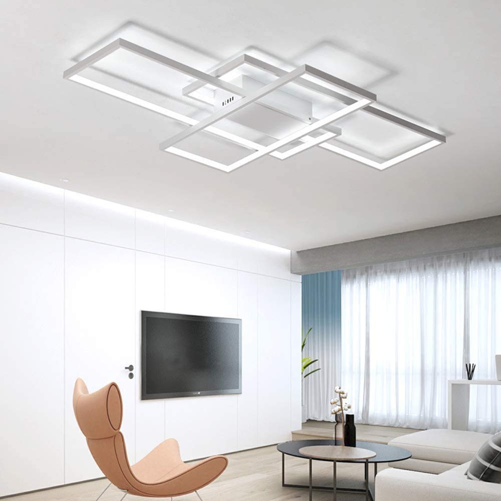 Plafonnier LED bureau et salon moderne luminaire blanc dimmable télécommande - 8