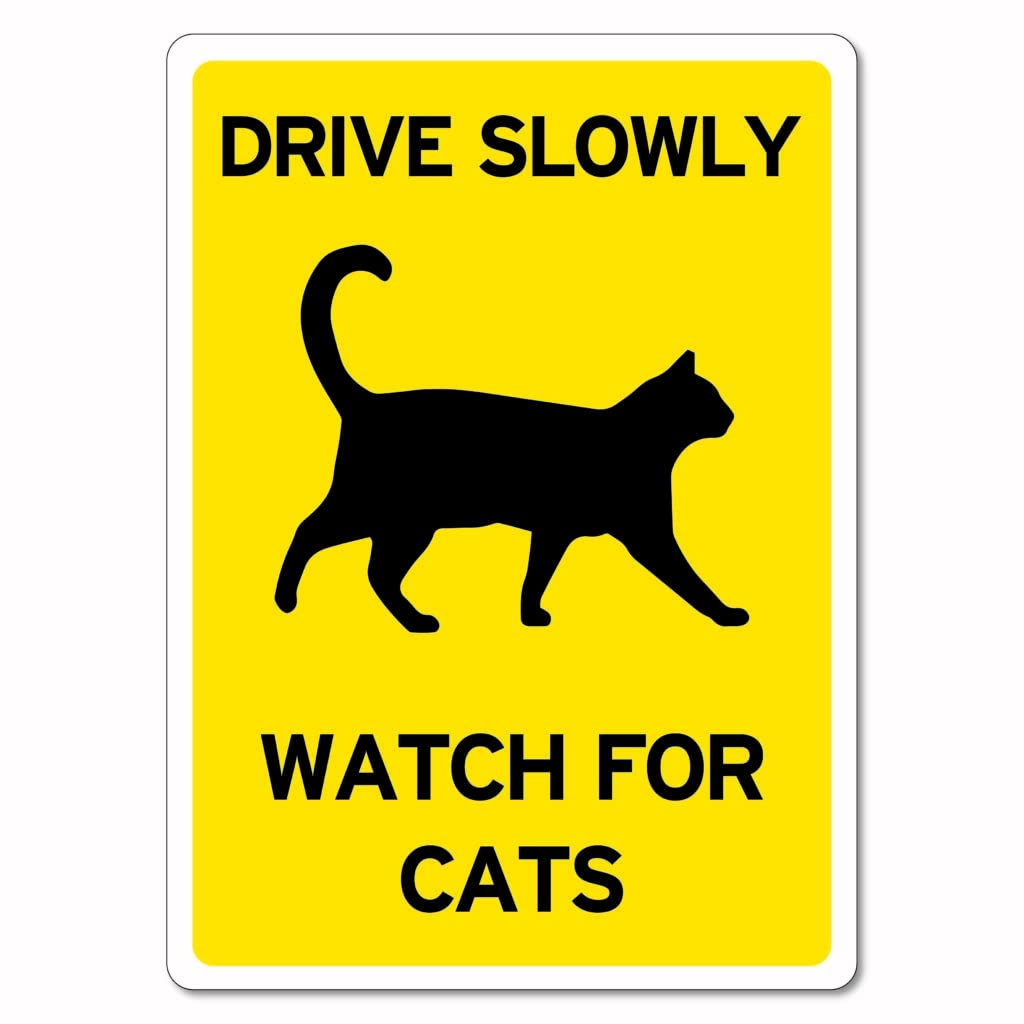 Anceky As Pic Drive Slowly Watch For Cats Sign Animal Signs Cat Metal Tin Caution Danger Safety Warning Notice 8X12 Inch