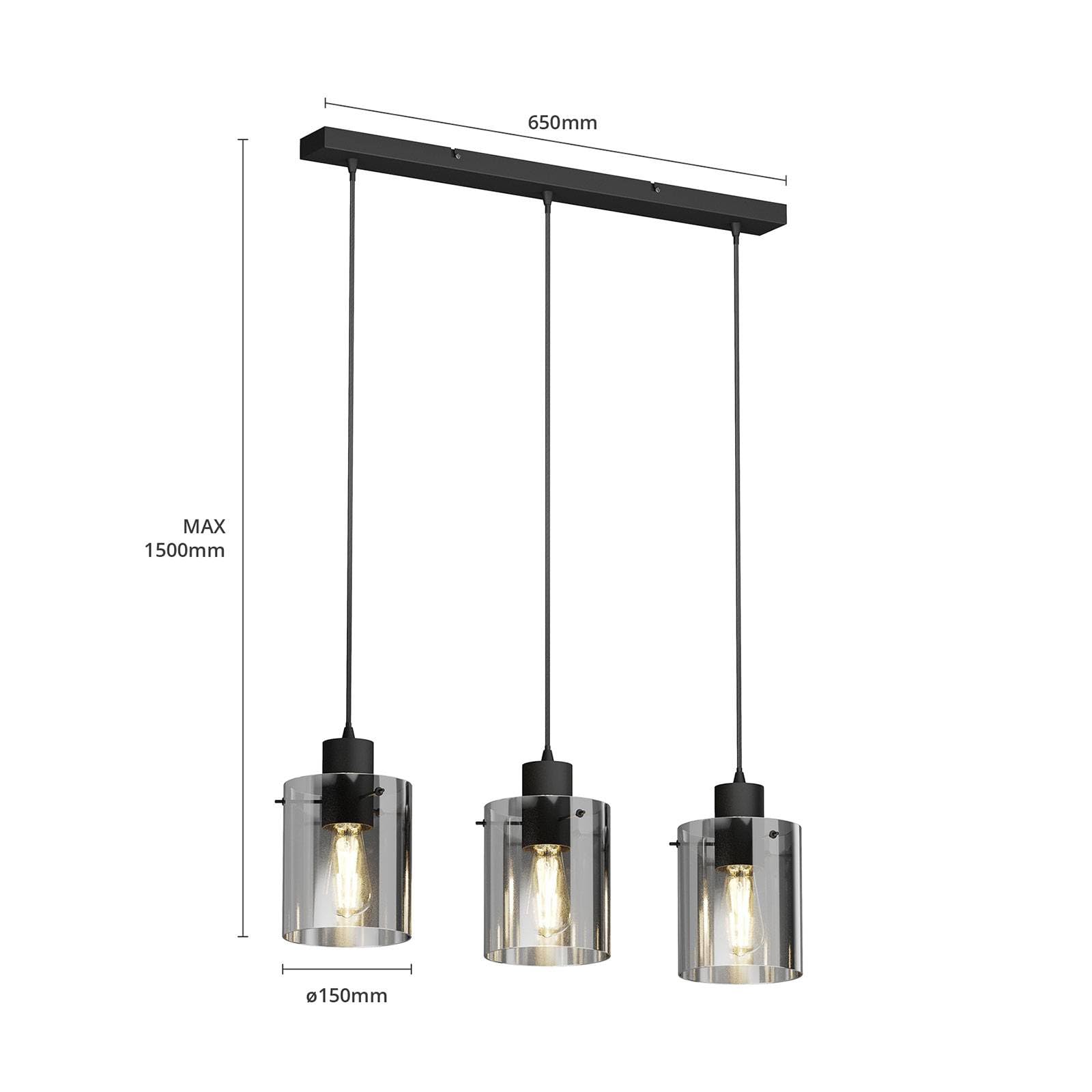 Lindby Lampada a sospensione dimmerabile (Moderno) colore Nero ad es. Soggiorno & Sala da pranzo lampada in vetro, per tavolo