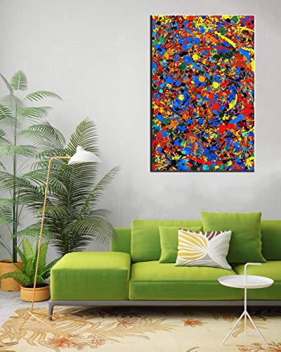 Jackson Pollock-nr 19 płótno sztuka ścienna nadruk nadruki do salonu plakaty do sypialni łazienki biura dzieło sztuki gotowe do powieszenia (55 x 82 cm 20 x 32 cali, oprawione)