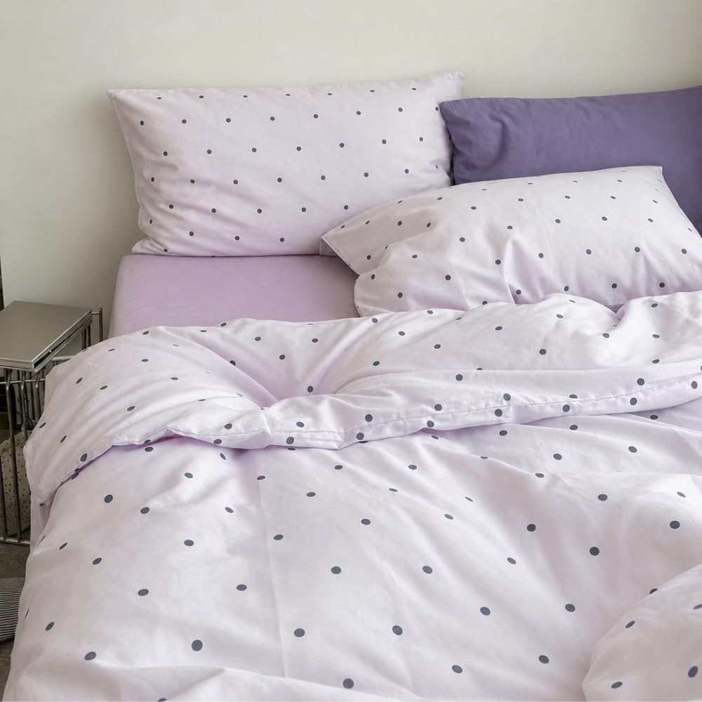 Michorinee Single Duvet Cover Set Purple Polka Dot Pattern Girls Bedding — image 1