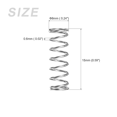 Miniatura 28 de METALLIXITY Resortes de compresión (0.012 x 0.118 in de diámetro exterior, 1.18 pulgadas de longitud libre) 10 unidades, resorte de extensión