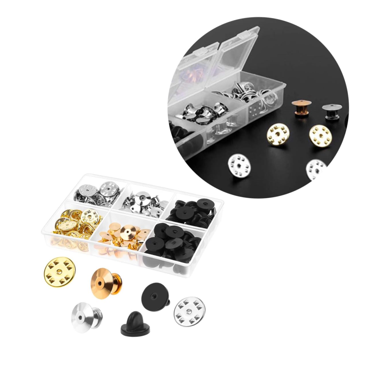 NUOBESTY 252piezas Pin Back Keepers Goma Repuestos Multifuncionales Para Broches Alfileres De Solapa y Joyería