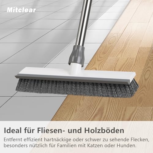 Mitclear Boden-Scheuerbürste mit Langem Stiel(128cm), 2-in-1 Bodenschrubber mit steifen Borsten und Gummiabzieher, Bodenbürste für die Reinigung von Fliesen, Küche, Bad, Dusche, Terrasse, Garage – Bild 6
