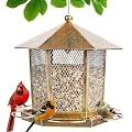 Wild Birds Feeder, Finch Bird Feeder for Outdoors, Metal Hexagonal Gazebo Birdfeeder for Garden Patio Outside Hanging