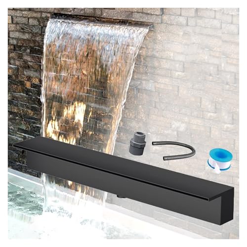 Générique Cascade Murale encastrée - Sortie de Fontaine Noire de 100 cm pour décoration de Jardin, d'étang, de ruisseau et de Cour - Jet d'eau pour espaces extérieurs et intérieurs