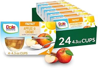 Dole Fruit Bowls Low Fat Apples & Creme Parfait Snacks, 4.3oz 24 Total Cups, Gluten & Dairy Free, Bulk Lunch Snacks for Kids & Adults