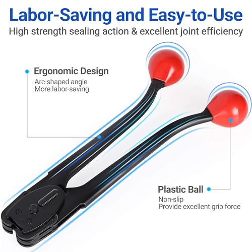 Hawaminent Sealer&Crimper Tool Double Notched Front Action - 3/4" Metal Banding Strapping with High Strength Sealing Action & Ergonomic Design & Harden Steel for Heavy Duty High Tensile Pallet Packing by Hawaminent - Image 4