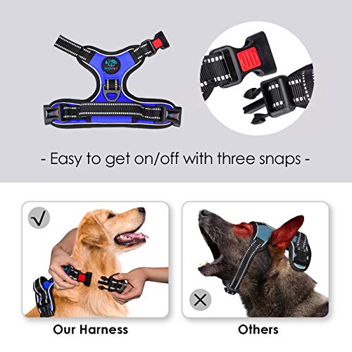 Image of PHOEPET No Pull Dog Harness Medium Reflective Front Clip Vest with Handle,Adjustable 2 Metal Rings 3 Buckles,[Easy to Put on & Take Off](XS, Royal Blue)