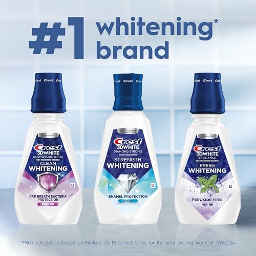 Crest 3D White Glamorous White Alcohol Free Multi-Care Whitening Mouthwash, Fresh Mint, 16 Fl Oz (473 ml), 1.07 Lb - image 8