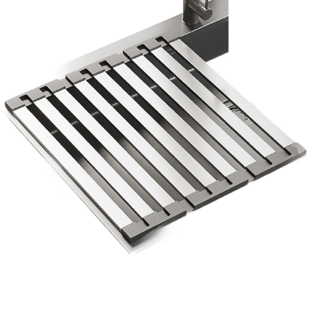 Hndhbfgrt 304 Stainless Steel Roll Up Dish Drying Rack Foldable Heat- Dishes Drainer Dish Drying Rack