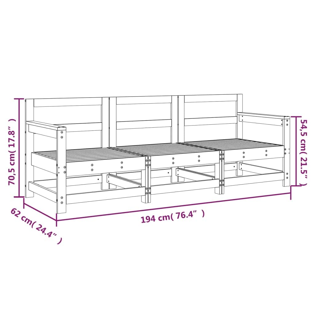 Gecheer 3 pz,Divano,da Giardino,per Esterno,Patio,Terrazzo,a 3 Posti,in Legno di Pino,Bianco,Divano Modulare Giardino da Esterno,Divano in Legno,Divano 3 Posti da Giardino,Esterno