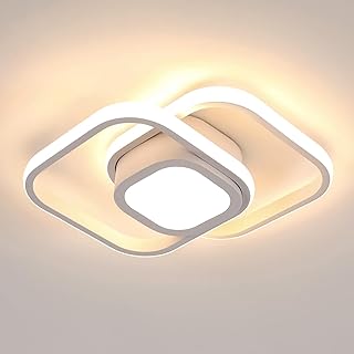 Dorlink LED Ceiling Light, White Square Creative Design Acrylic Ceiling Lighting, 32W 3000K Warm Light Indoor Decor LED Ceiling Lamp for Bedroom, Living Room, Kitchen, Hallway, Aisle