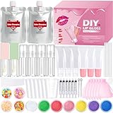 Jcoos DIY Lip Gloss Making Kit, DIY Lip Glosses Set to Make Your Own Lip Stick, Fun Craft Makeup Lipglosses, All-Inclusive Moisturizing Handmade Lip Glaze Supplies Set for Beginner Women Girls