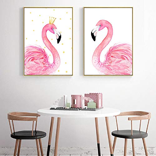 3Pcs Pink Flamingo Canvas Prints Animal Painting Artwork Picture Home Wall Art Decor For Living Room Bedroom Bathroom Walls Decoration Tropical Vintage Room Decor Poster, Unframed 16" X 20" #TOP4