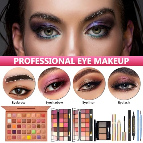 Makeup Kit for Women Full Kit, Make Up Gift Set, Makeup Bundle Includes Foundation Eyeshadow Palette BB Cream Concealer Blush Lipstick Eyeliner Mascara Cosmetic Brush Set - Image 5