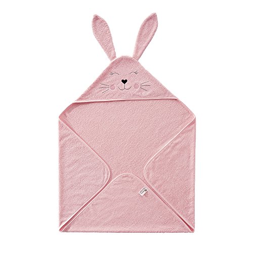 Seventex Pure Organic Baby Towel Set, Hooded Pink Towel With Ears (90x90cm)...