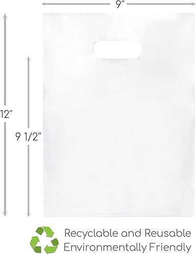 Miniatura 105 de 100 bolsas de 1.5 mil de grosor, 9 x 12 pulgadas, bolsas de agradecimiento con asas extragruesas perfectas para mercancía, pequeñas empresas y venta