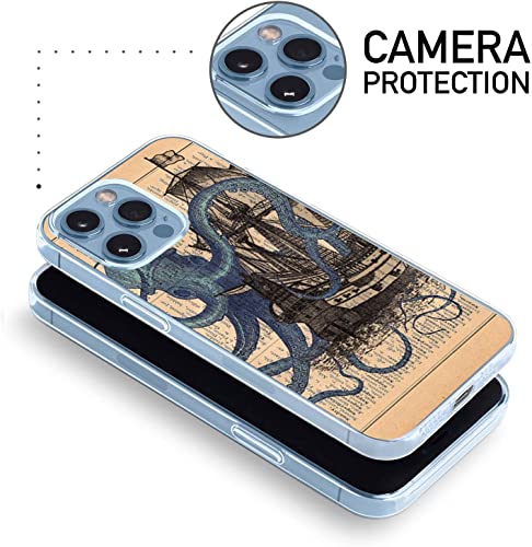 Compatible With Iphone 14 Pro Max Case, Whimsical Giant Octopus Pirate Ship Slim Fit Soft Tpu Full-Body Shockproof Protective Cover Case Gift For Women Girl #TOP2