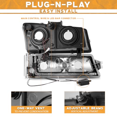 Image of WEELMOTO LED Headlights Assembly for 2003-2007 Chevy Silverado