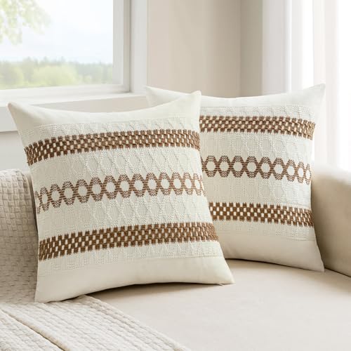 MIULEE Set of 2 Coco Brown Boho Decorative Pillow Covers