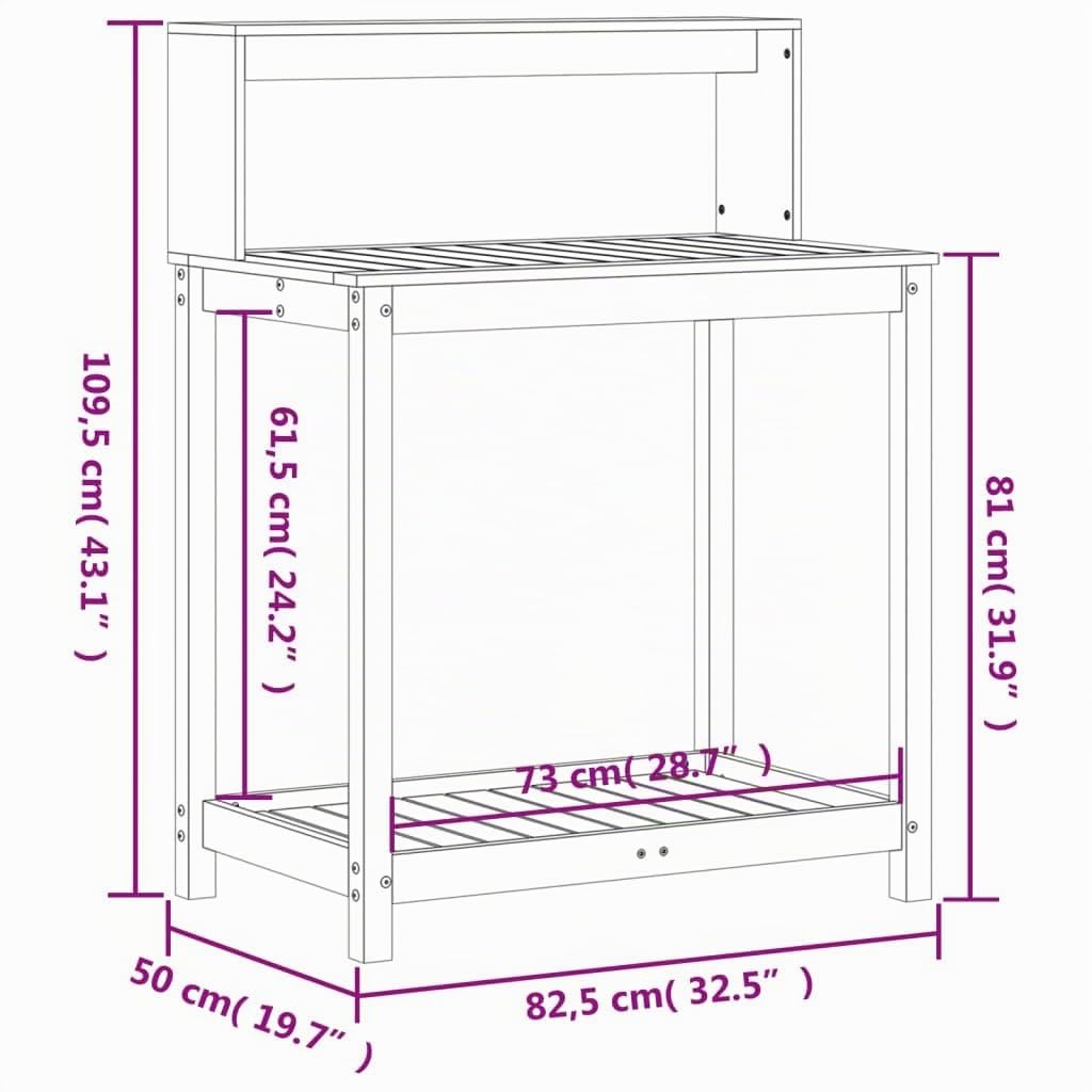 vidaXL Table de rempotage et étagères 82,5x50x109,5 cm Bois Massif pin