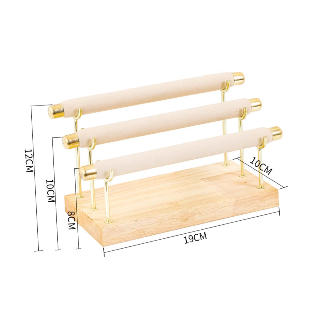 Homoyoyo Soporte de 3 Niveles de Madera Sólida de Exhibición de Joyas Beige
