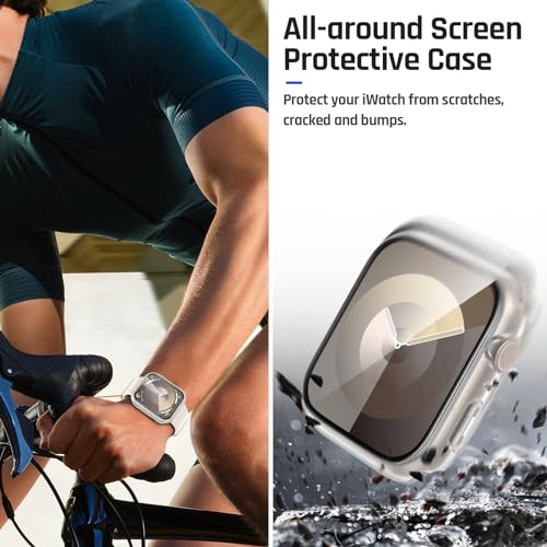 Goton Capa protetora de tela à prova d'água compatível com Apple Watch séries 9/8/7 de 45 mm, amort
