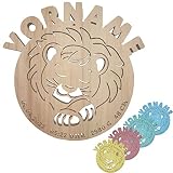 clippondi Wandlicht Babyzimmer personalisierte Geschenke Baby als Kinderzimmer Deko Nachtlicht Baby mit Tiermotiv Löwe in natur & LED Schlummerlicht Ø 35cm große Kinderlampe mit Namen