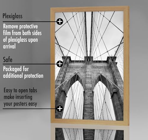 Americanflat 20x30 Poster Frame with Polished Plexiglass - Wide Picture Frames Made of Engineered Wood for Vertical or Horizontal Wall Display - Epic Collection - Pine — view 3