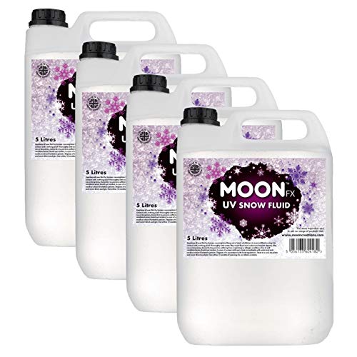 MoonFX Professional Fluorescent Snow Fluid UV 5L (4 x 5 litres) - Liquide à neige professionnel qui produit des flocons de neige qui brillent sous la lumière UV et la lumière noire Cover