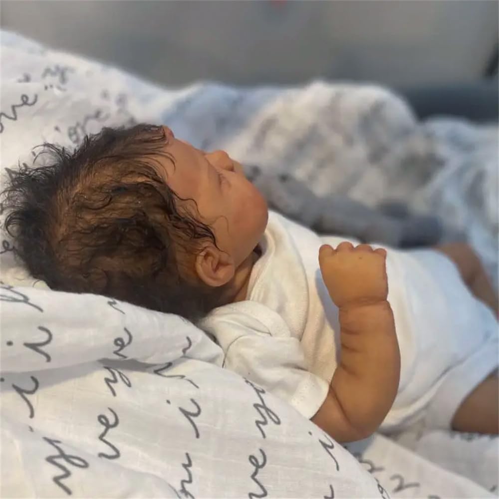 Zero Pam Black Reborn Baby Dolls Boy, 18 in Realistic Baby Doll, African American Newborn Baby, Silicone Baby Doll, Black Reborn Dolls Cloth Body with Accessories