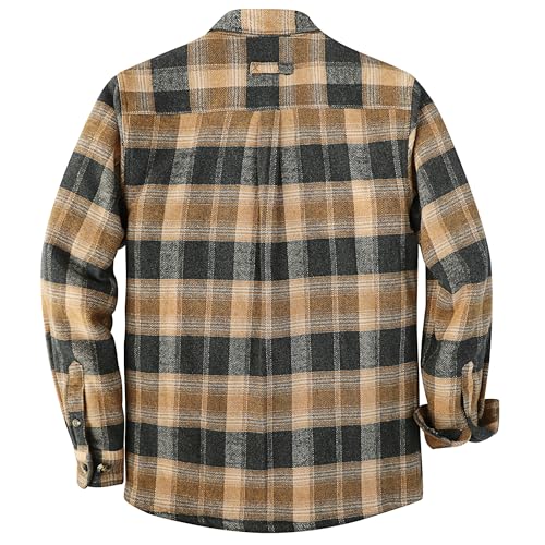 Image of Dubinik Mens Shacket Flannel Shirt for Men Lightweight Jacket Casual Plaid Coat with Warm Lining Long Sleeve Button