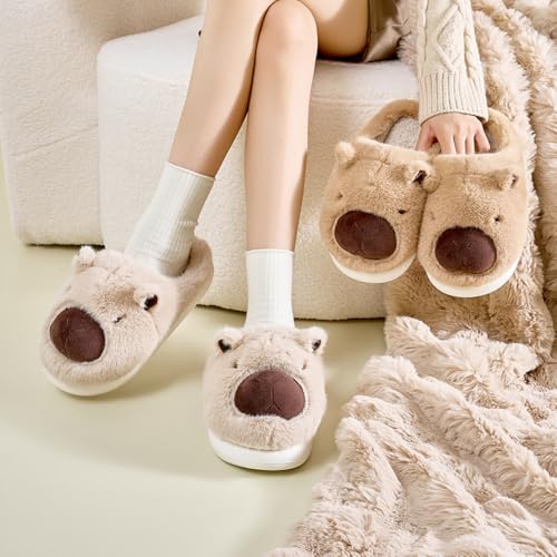 Funny Animal Slippers for Women Girl Capybara Cute Plush Cozy Warm Slippers Cozy Fluffy Fuzzy Indoor Bedroom2