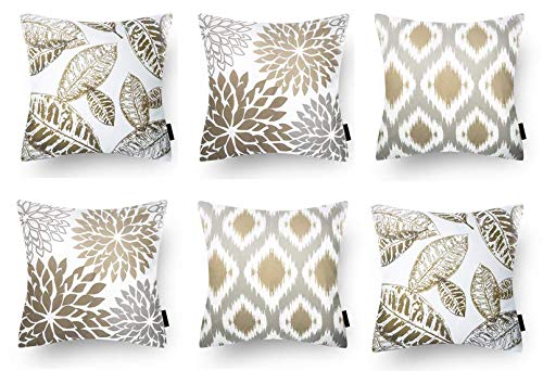 MODERN HOMES - feel the difference MODERN HOMES 100% Cotton Decorative Throw Pillow Covers/Cushion Covers 18x18 inch (Set of 6, Coffee)