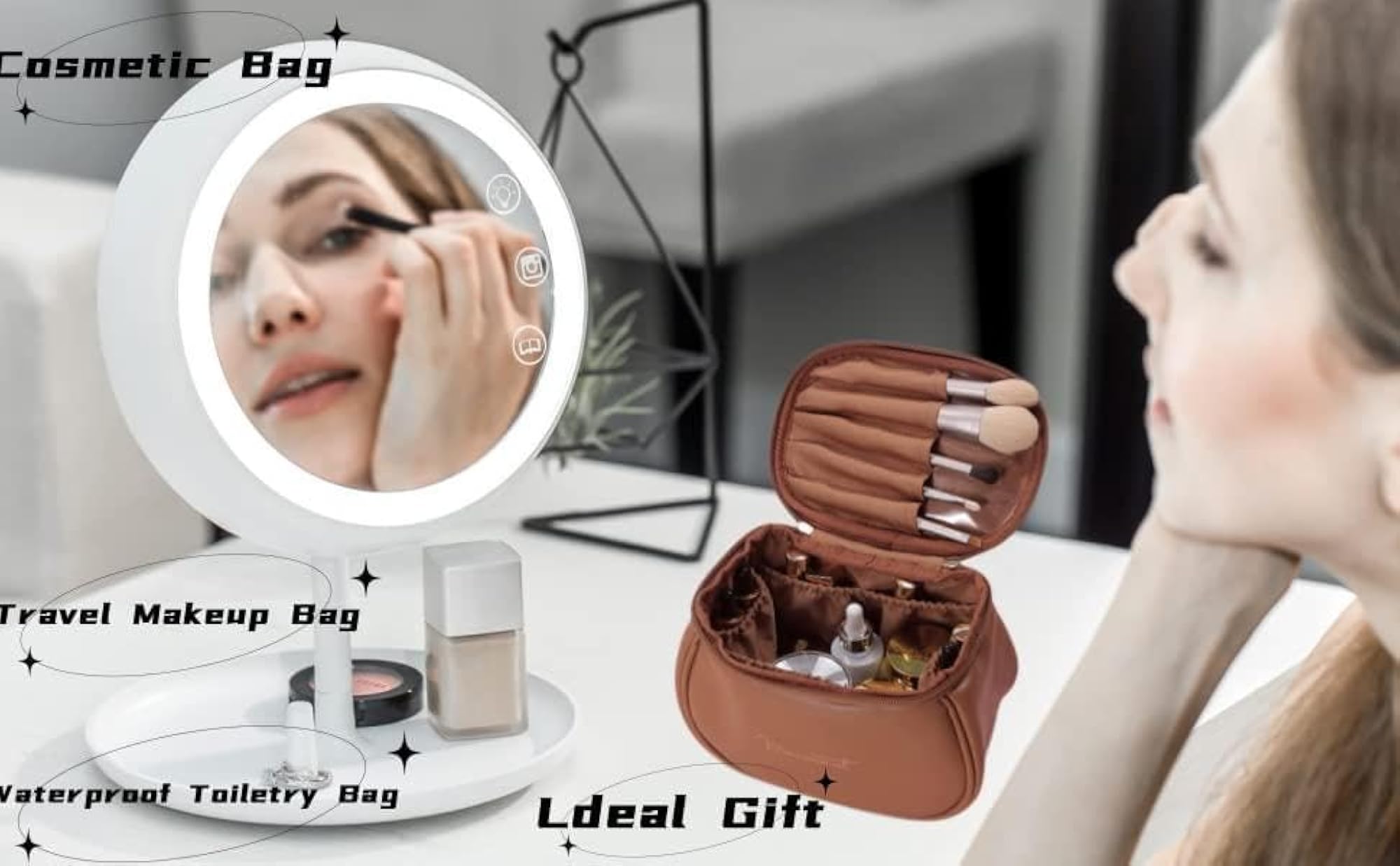 Mini Leather Cosmetic Bag, Stylish Travel-Friendly Design