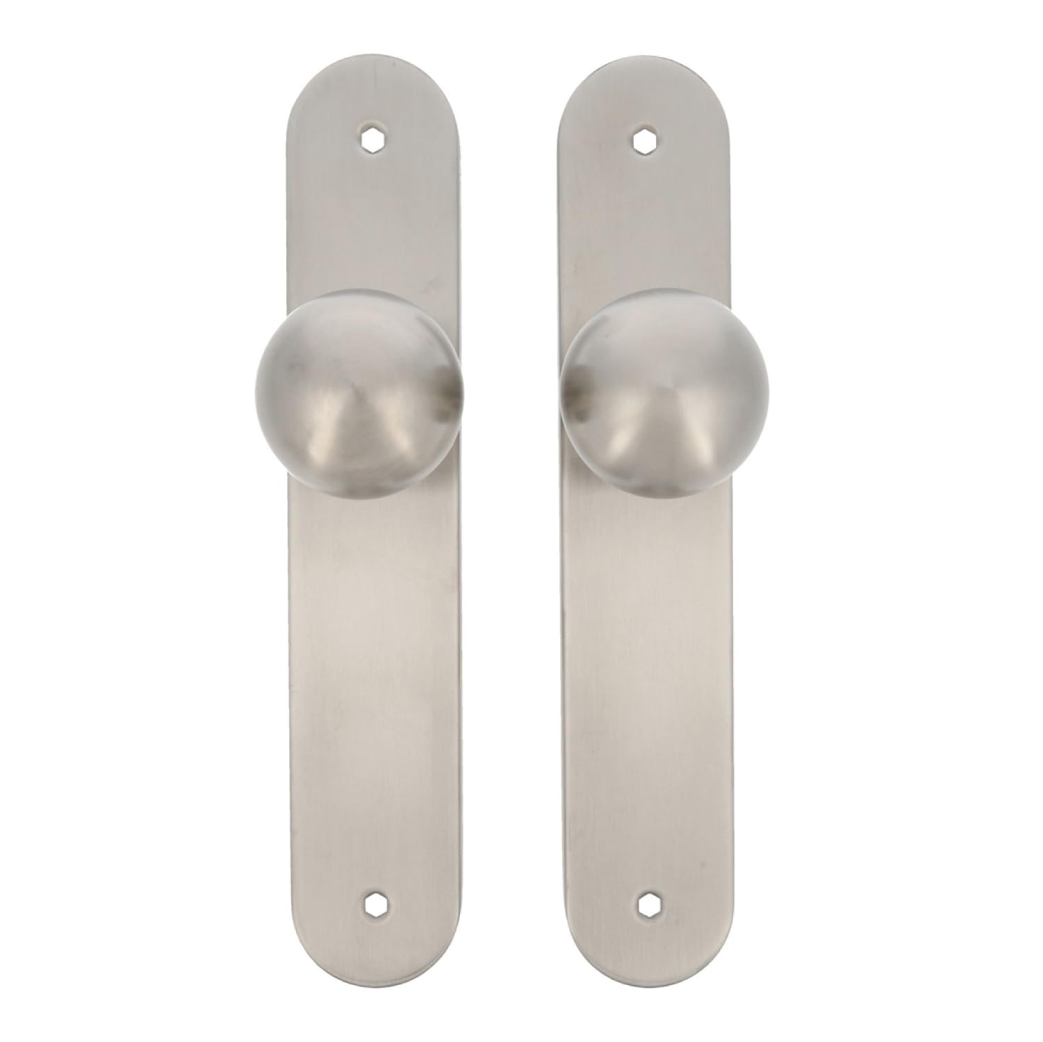 Amig - Jeu de boutons pivotants ronds pour portes intérieures Mod. 11GP - ø62 x 77 mm - Garniture de plaque rectangulaire - Poignée ergonomique - Acier inoxydable 18/8 mat