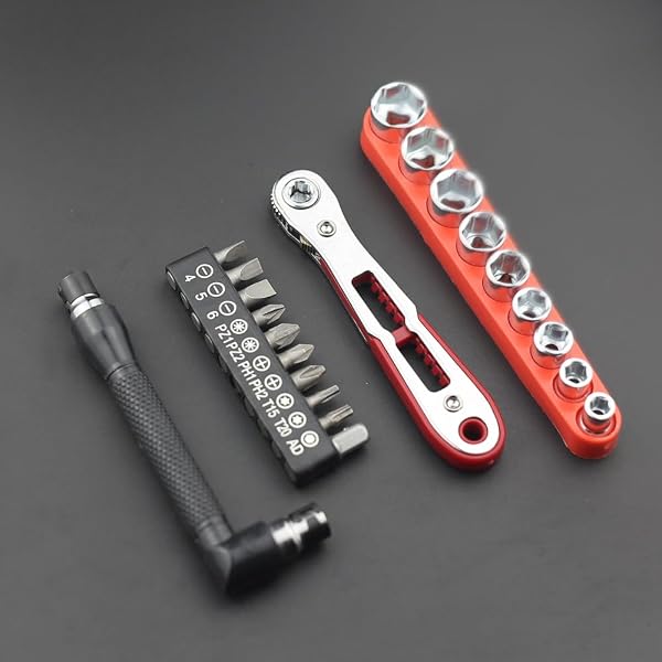 21Pcs Ratchet Screwdriver Set, 1/4 Ultra Low Profile Mini Ratchet Wrenches Set with Reversible 36-Tooth Design Magnetic Repair Tool for Electronics, Toys, Home Appliances - 1