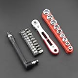 21Pcs Ratchet Screwdriver Set, 1/4 Ultra Low Profile Mini Ratchet Wrenches Set with Reversible 36-Tooth Design Magnetic Repair Tool for Electronics, Toys, Home Appliances