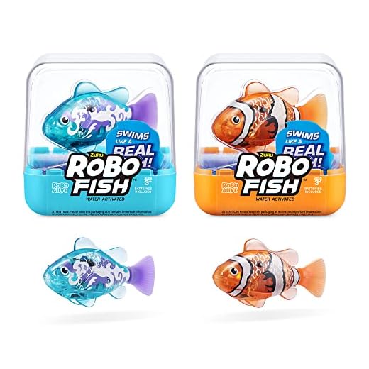 Robo Alive Robo Fish Robotic Swimming Fish (Teal + Orange) by ZURU Water Activated, Changes Color, Comes with Batteries, Amazon Exclusive (2 Pack) Series 3