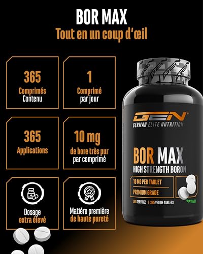 GEN GERMAN ELITE NUTRITION Bor Max - 365 Comprimés - Haute dose – vue 2
