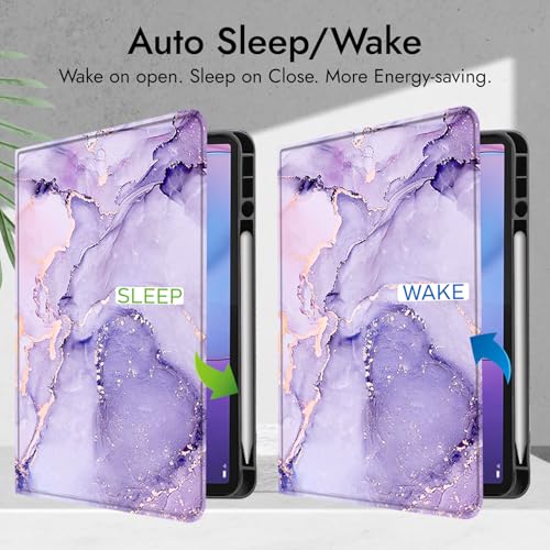 Image of Robustrion Case for Lenovo Idea Tab Pro 2nd Gen 13 inch Cover Case with [Pencil Holder], Folio Flip Cover for Lenovo Idea Tab Pro Gen 2 Cover 13 inch [Auto Sleep Wake Support] - Marble Lilac