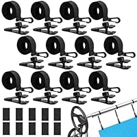 Pool Aufroller Aufrollvorrichtung - Haltebänder - 12-er Set Befestigungsbänder und Klammern-Zubehörteile für fahrbares Aufrollsystem - Fahrbar Solarfolie für Pool-Planen,Abdeckungen