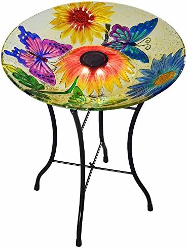 Peaktop 3206880 Solar Bird Baths, Yellow/Orange