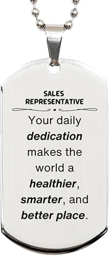 Miniatura 1 de Best Sales Representative Gifts, Your daily dedication makes the world a healthier, Inspirational Birthday Christmas Unique Silver Dog Tag For Sales