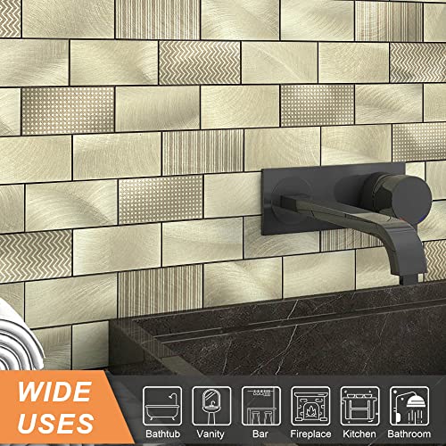 Vaovi Peel And Stick Backsplash,Kitchen Peel And Stick Mosaic Self Adhesive Metal Wall Tiles Gold-10Pcs #TOP3