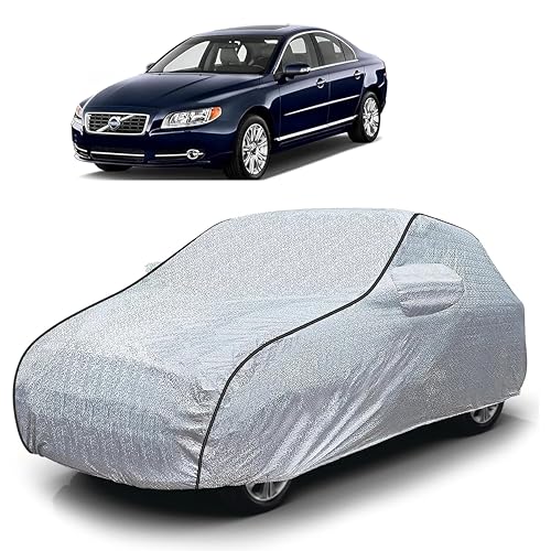 Image of Sulfar 100% Waterproof Car Body Cover Compatible with Mirror for Volvo S80 (Triple Stitched, Full Bottom Elastic, Magic Silver with Black Piping)