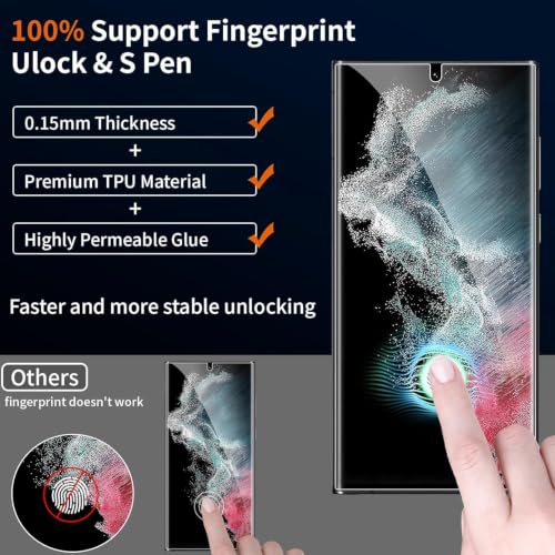 Image of (1 Pack Privacy Screen Protector for Samsung Galaxy S22 Ultra (6.8″) | Anti-Spy Full Coverage Flexible Film | Fingerprint Unlock Compatible, Bubble-Free, Scratch Resistant